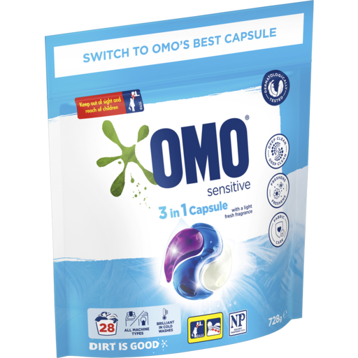OMO Laundry Capsules 3 in 1 Sensitive 728g 28pk