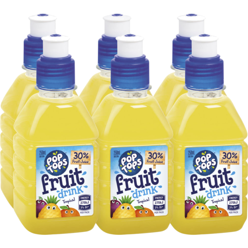 Pop Tops Fruit Drink Tropical 250ml x 6pk