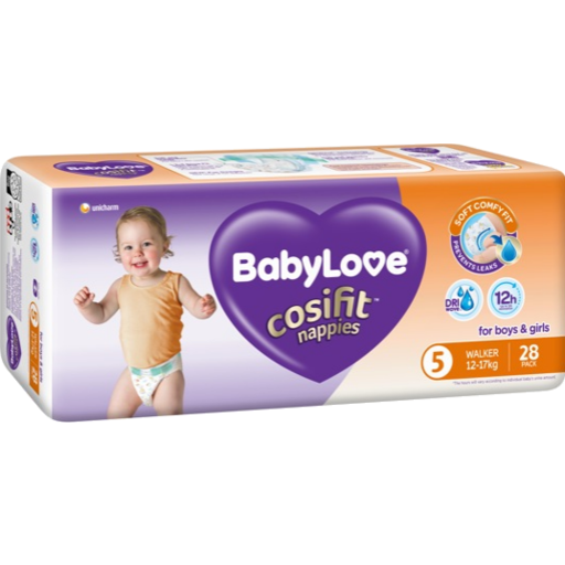 Babylove Nappies Cosifit Walker Size 5 28pk