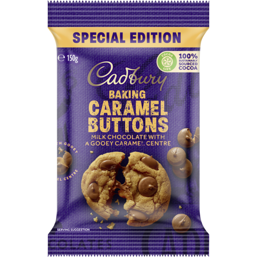 Cadbury Baking Buttons Chocolate with Caramel Filling 150g