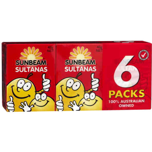 Sunbeam Sultanas Snack Pack 40g x 6pk