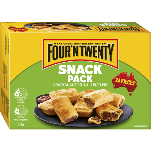 Four N Twenty Snack Pack Sausage Rolls & Party Pies 24pk 1.1kg