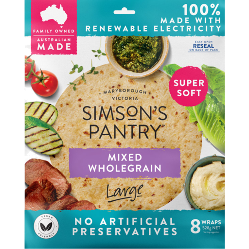 Simsons Pantry Wrap Mixed Wholegrain 528g 8pk