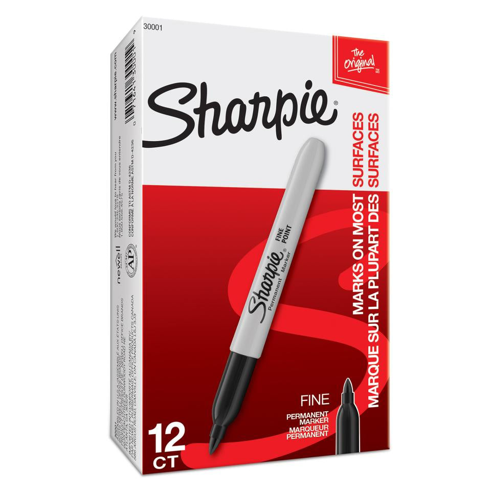 Sharpie Permanent Marker Black Fine 1.0mm 12pk