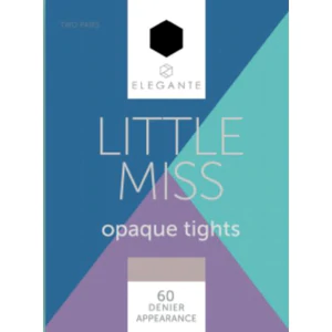 Elegante Little Miss Opaque Tights Black 60 Denier 2pk