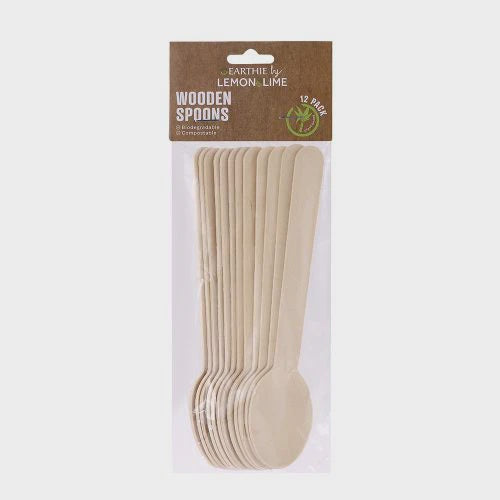 Lemon & Lime Eco Wooden Spoons 15.5cm 12pk