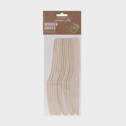 Lemon & lime Eco Wooden Knives 16.5cm 12pk