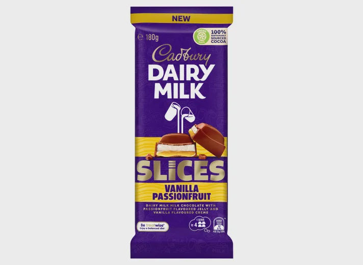 Cadbury Dairy Milk Slices Vanilla Passionfruit 180g