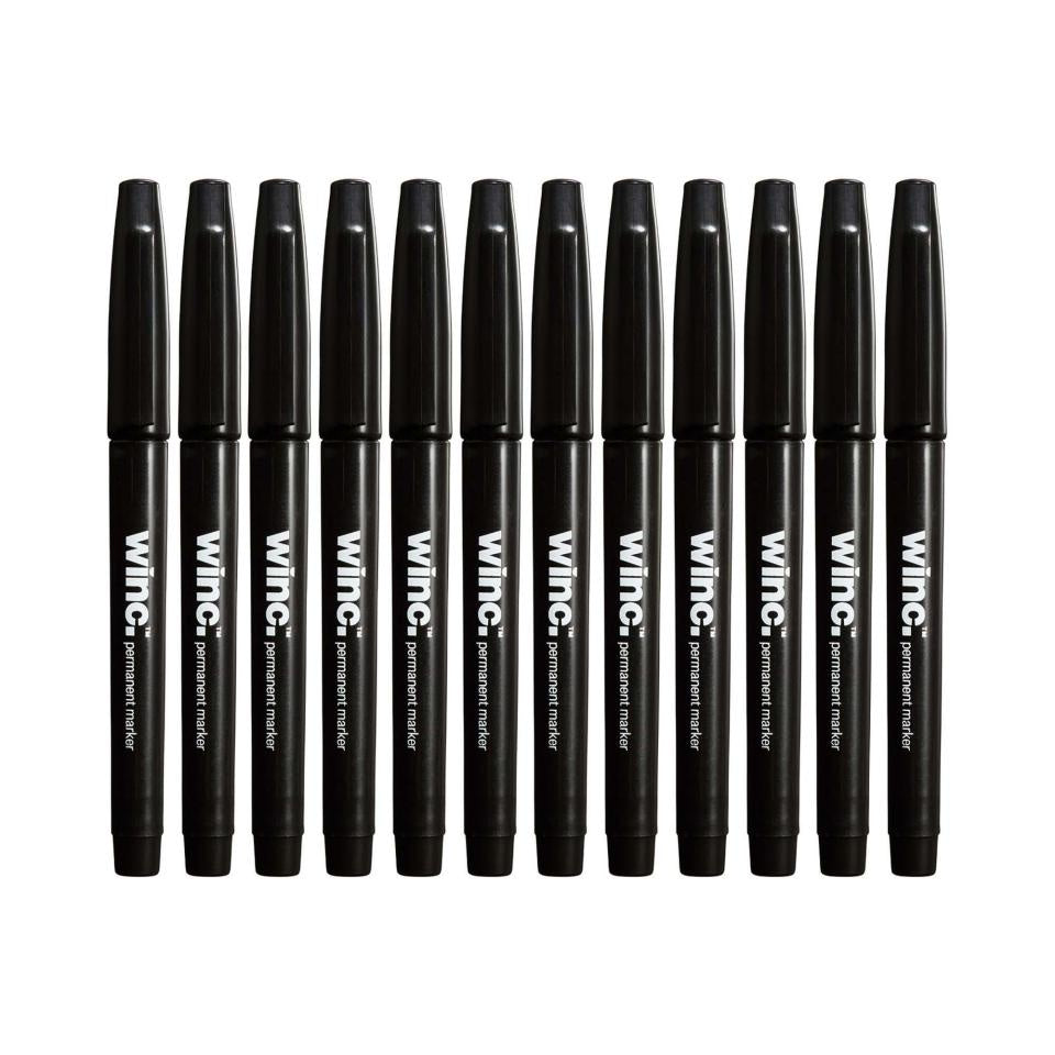 Winc Permanent Marker Black 1.0mm 12pk